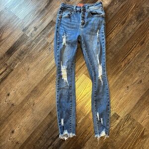 Wax Jean Blue Skinny Distressed Denim